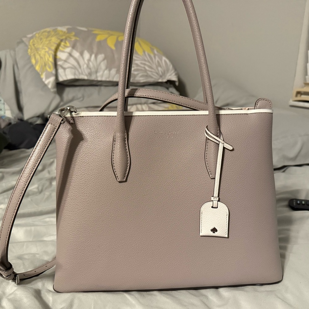 Kate Spade Gray Tote Bag and matching wallet with Structured Design